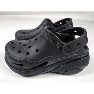New Crocs Bubble Crush Clog Triple Black Gum Women's 10 Men’s 8 210061-0WC